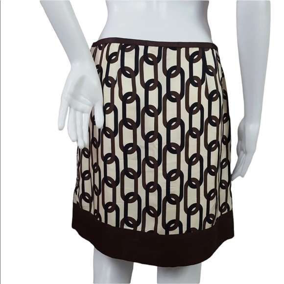 Banana Republic Silk Brown & Ivory Chain Skirt 4P - Picture 2 of 3